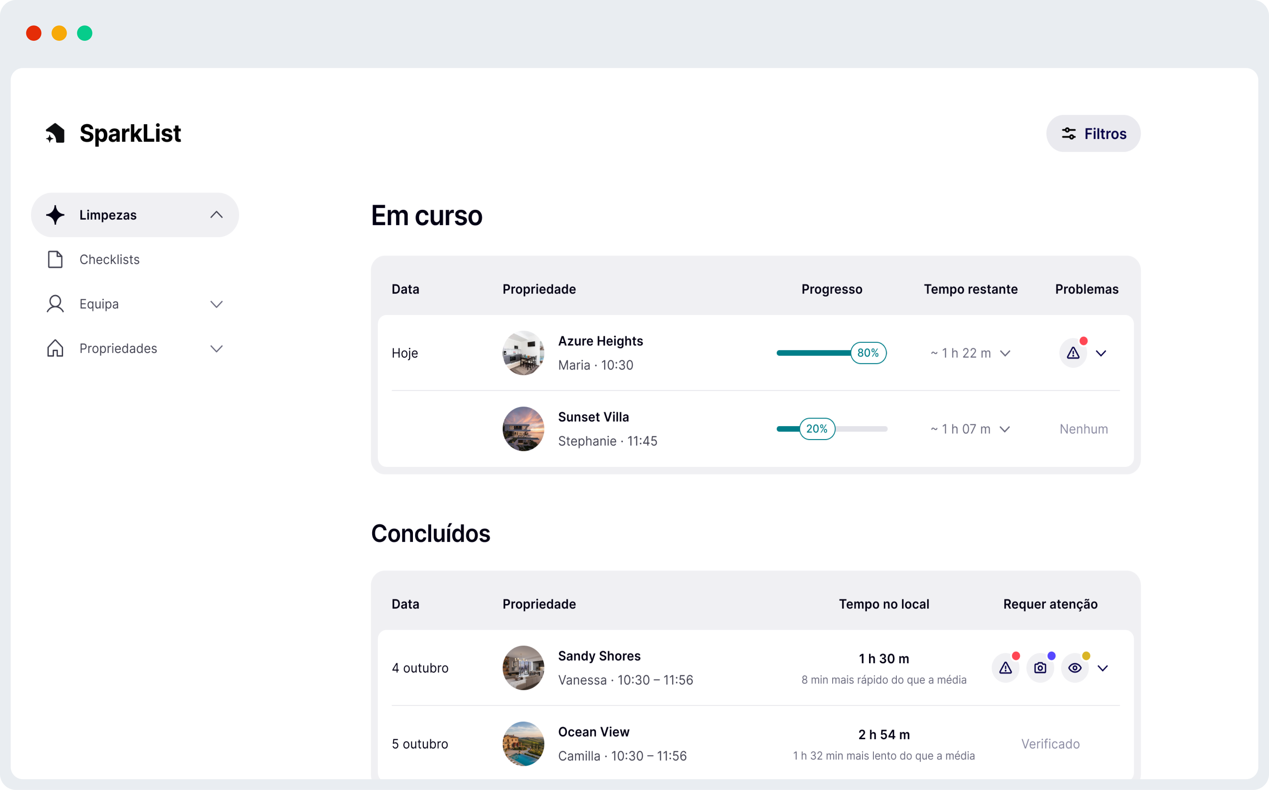 SparkList a funcionar em iOS, Android, MacOs e Windows