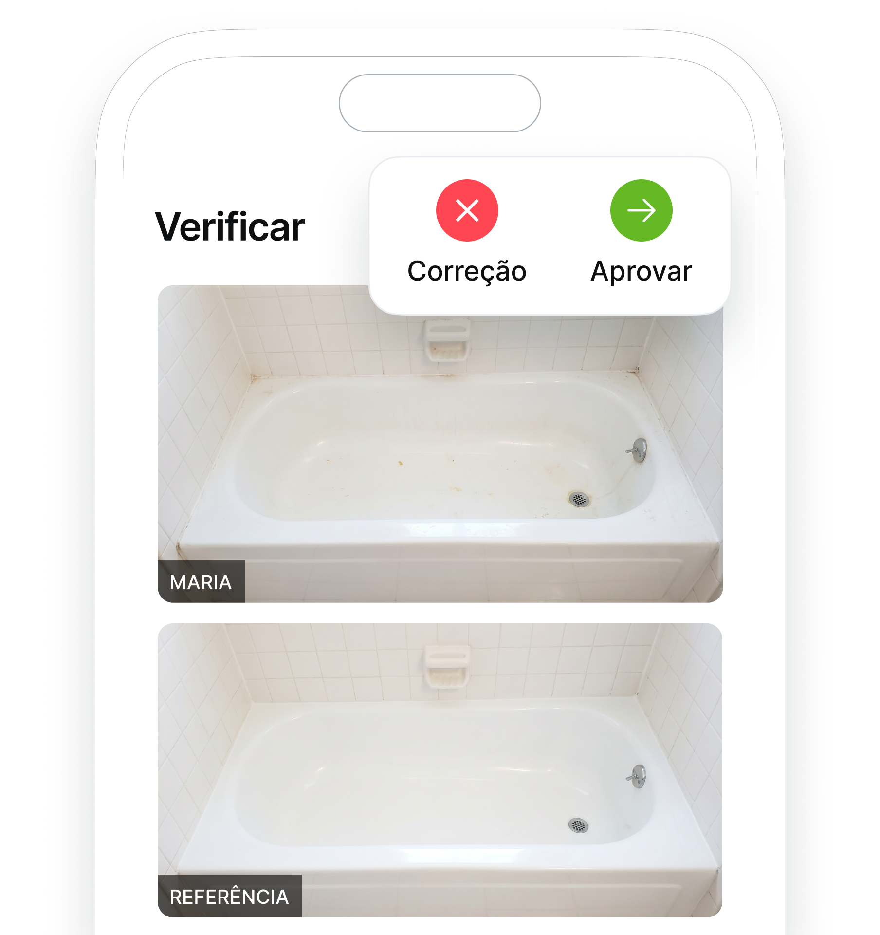 Pré-visualização de Verifique o trabalho com fotos de prova